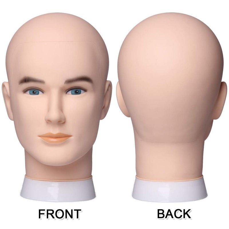 Newshair Male Bald Mannequin Head Wig Head Training Head Professional Cosmetology for Wig Making and Display Hat Helmet Glasses or Masks Display Head Model with Free Clamp Stand (Fair Skin) - Image 5